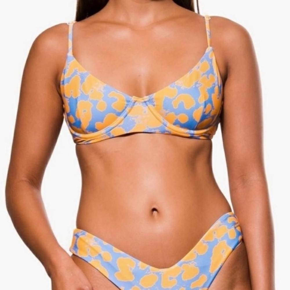 Blackbough Blue and Orange Cheetah Print Bikini